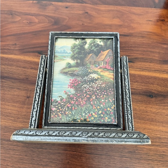 Tilt Swing Picture Frame Antique Art Deco Swinging Tabletop Carved Wood W Photo - Picture 3 of 16